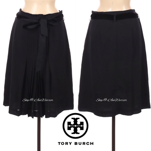 Tory Burch silk pleated skirt with velvet tie belt *shop@iamwarrior - Picture 3 of 10
